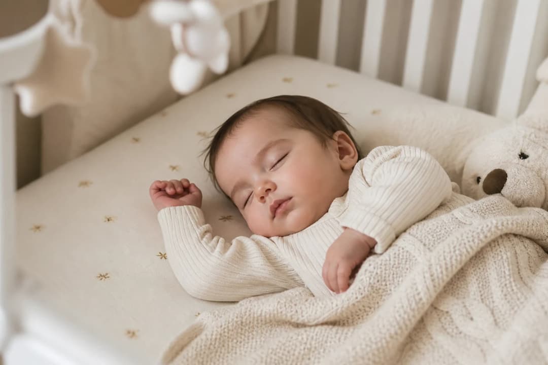 Baby sleeping peacefully in a crib